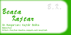 beata kajtar business card